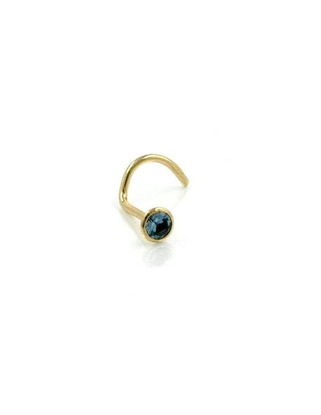 nose screw piercing cubic zirconia aqua 18k gold