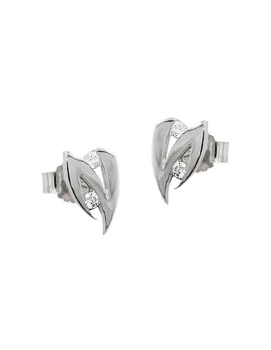 stud earrings 8x5mm white cubic zirconia 14k white gold