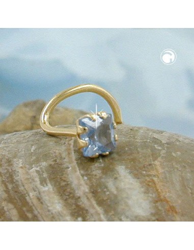 nose screw piercing 3x3mm cubic zirconia aqua 18k gold