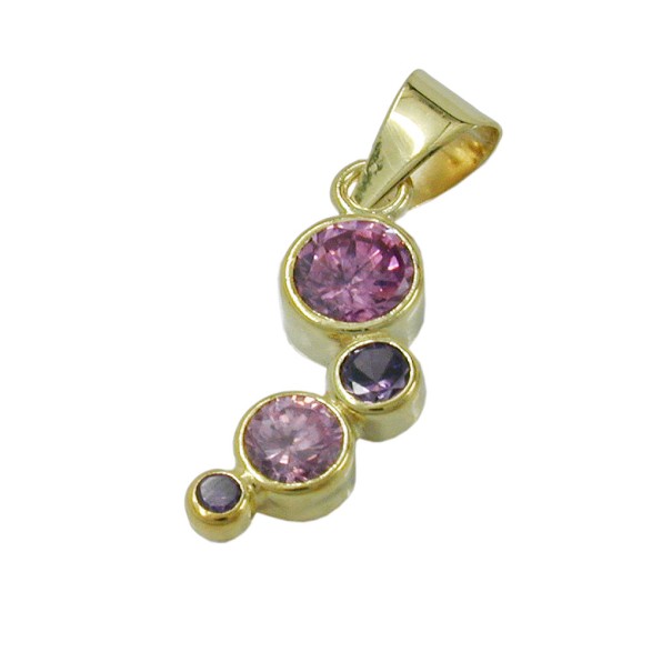 pendant zirconia pink-purple 9k gold