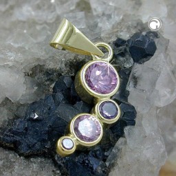 pendant zirconia pink-purple 9k gold