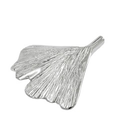 pendant 24mm ginkgo leaf 9kt white gold