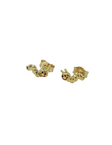 stud earrings 4x8mm worm matte shiny colored 9k gold