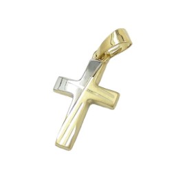 pendant crucifix bicolour 14k gold