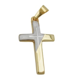 pendant cross bicolour 14k gold