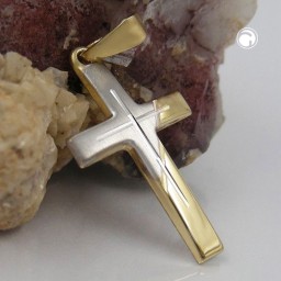 pendant cross bicolour 14k gold