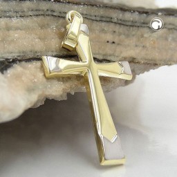 pendant cross rhodium-plated 14k gold