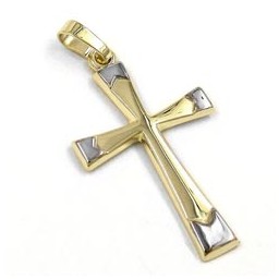 pendant cross rhodium-plated 14k gold