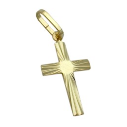 pendant cross diamond cut 9k gold