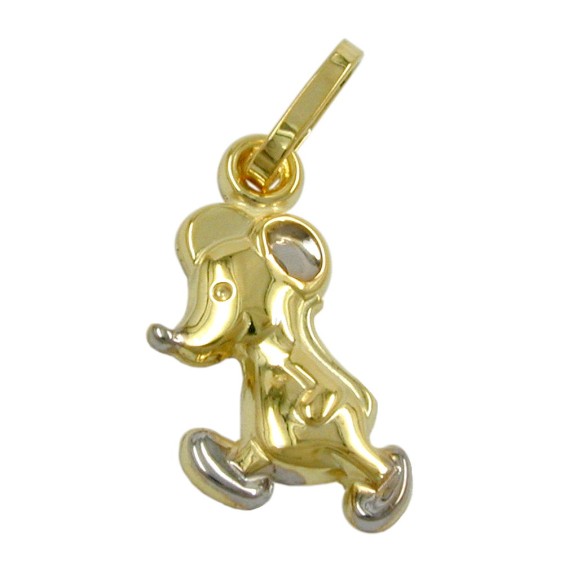 pendant mouse bicoloured 9k gold