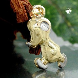 pendant mouse bicoloured 9k gold