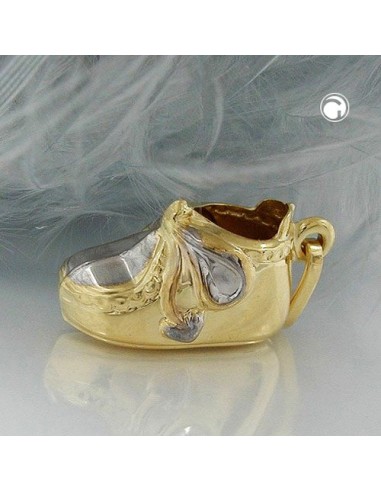 pendant 12x7x6mm baby shoe shiny 9k gold