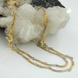 necklace 1.8mm singapore chain bicolor 9kt gold 45cm