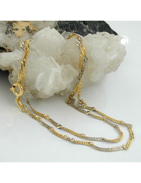 necklace 1.8mm singapore chain bicolor 9kt gold 45cm