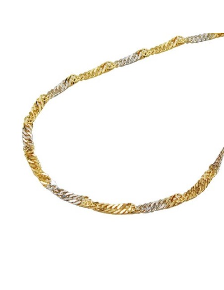 necklace 1.8mm singapore chain bicolor 9kt gold 45cm