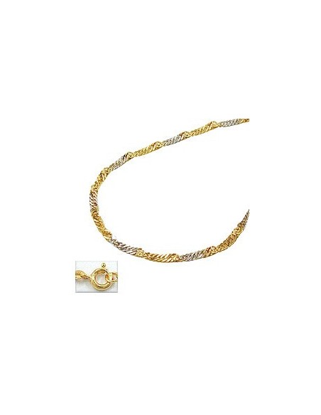 necklace 1.8mm singapore chain bicolor 9kt gold 45cm
