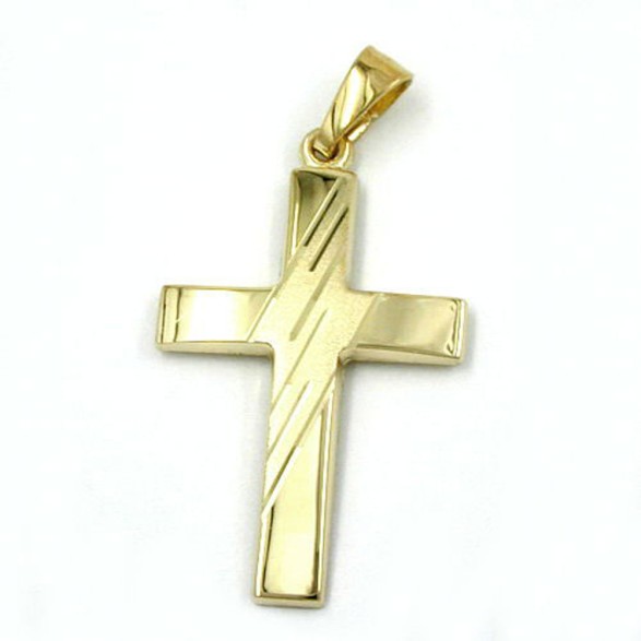 pendant crucifix diamond cut 14k gold