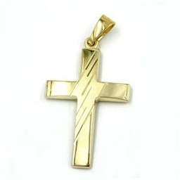 pendant crucifix diamond cut 14k gold