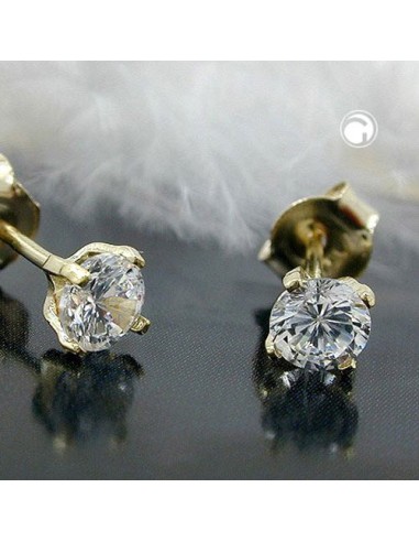 stud earrings 4mm cubic zirconia 9k gold