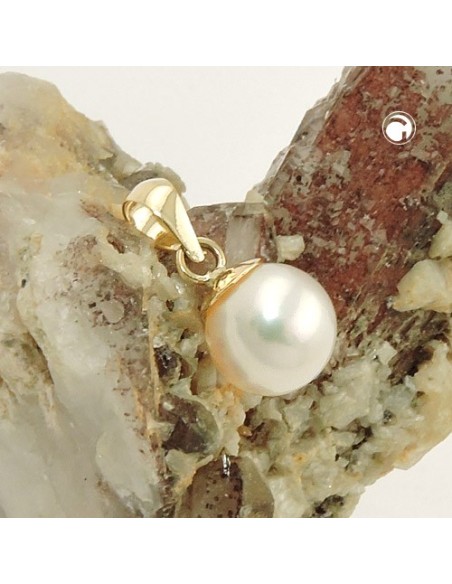 pendant approx. 6mm freshwater pearl round 9k gold