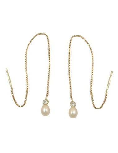 earrings thread 93mm venetian box chain cultured pearl cubic zirconia 9k gold