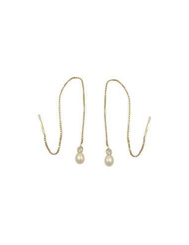earrings thread 93mm venetian box chain cultured pearl cubic zirconia 9k gold