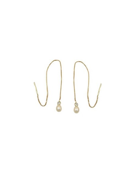earrings thread 93mm venetian box chain cultured pearl cubic zirconia 9k gold