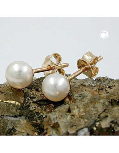 stud earrings 5mm freshwater cultured pearl round 9k gold
