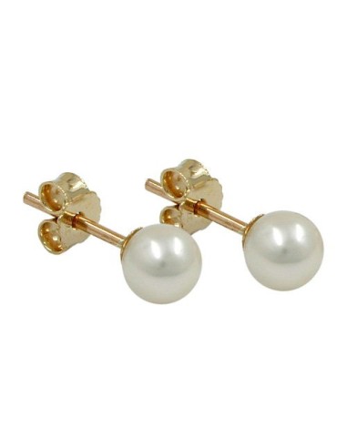 stud earrings 5mm freshwater cultured pearl round 9k gold
