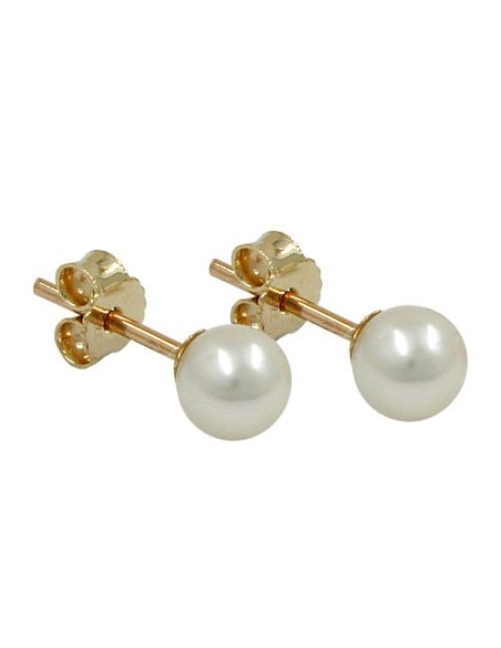 stud earrings 5mm freshwater cultured pearl round 9k gold