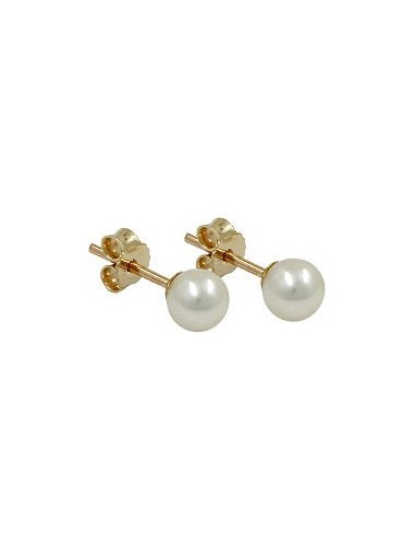 stud earrings 5mm freshwater cultured pearl round 9k gold