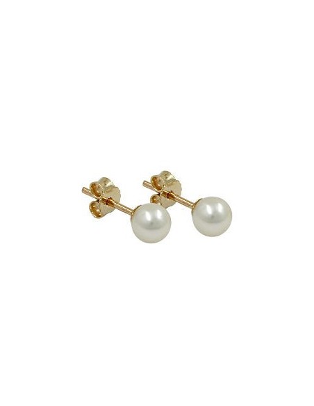 stud earrings 5mm freshwater cultured pearl round 9k gold