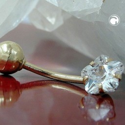 belly button piercing bananabell 17x6mm flower cubic zirconia 14k gold