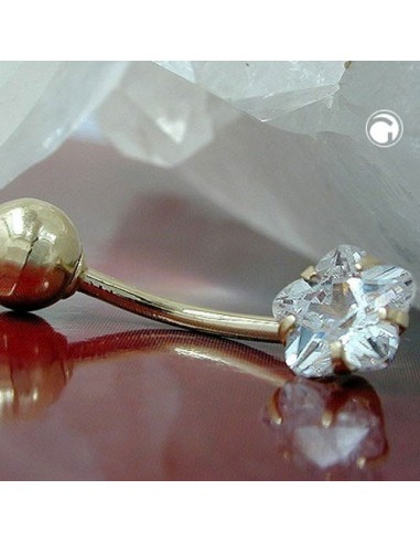 belly button piercing bananabell 17x6mm flower cubic zirconia 14k gold
