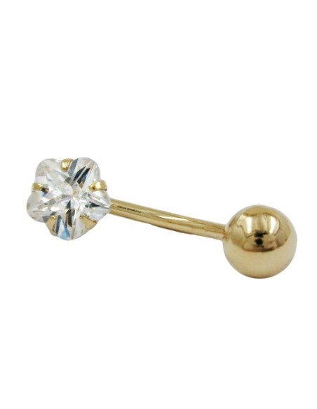 belly button piercing bananabell 17x6mm flower cubic zirconia 14k gold