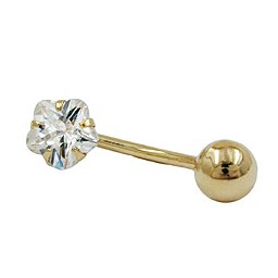 belly button piercing bananabell 17x6mm flower cubic zirconia 14k gold