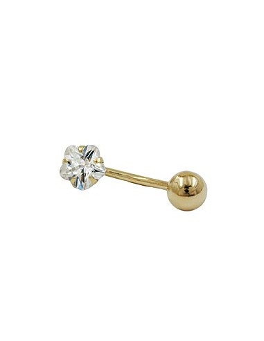 belly button piercing bananabell 17x6mm flower cubic zirconia 14k gold