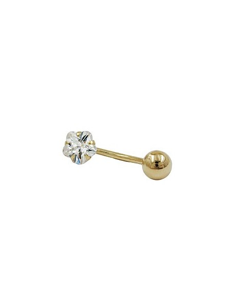 belly button piercing bananabell 17x6mm flower cubic zirconia 14k gold