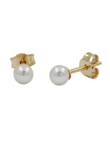 stud earrings 4mm freshwater cultured pearl round 9k gold