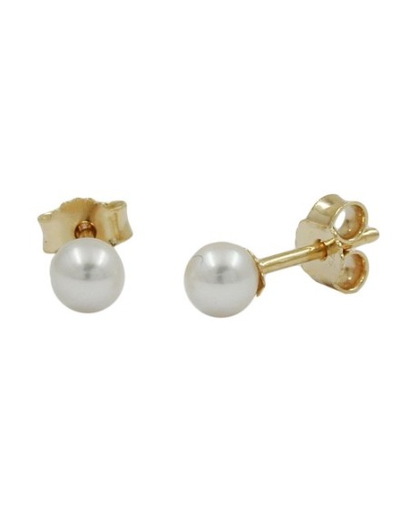 stud earrings 4mm freshwater cultured pearl round 9k gold
