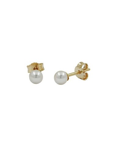 stud earrings 4mm freshwater cultured pearl round 9k gold