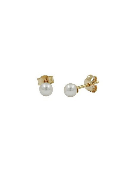 stud earrings 4mm freshwater cultured pearl round 9k gold