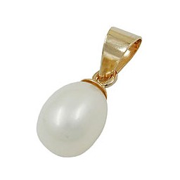 pendant ca. 9x7mm freshwater cultured pearl oval 9kt gold