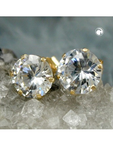 stud earrings 8mm zirconia 9k gold