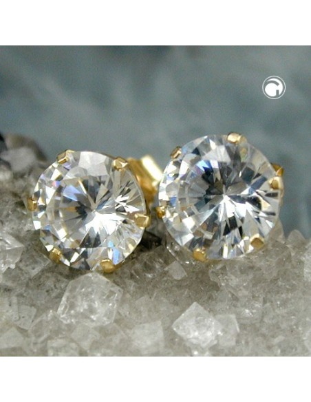 stud earrings 8mm zirconia 9k gold