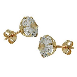 stud earrings 8mm zirconia 9k gold