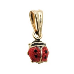 pendant 6x5mm ladybird red-black lacquered 9kt gold