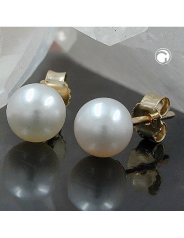 stud earrings 6mm freshwater cultured pearl 9k gold