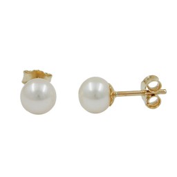 stud earrings 6mm freshwater cultured pearl 9k gold