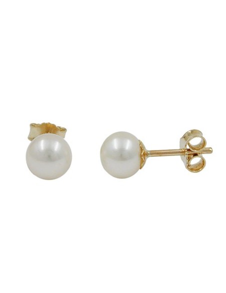 stud earrings 6mm freshwater cultured pearl 9k gold